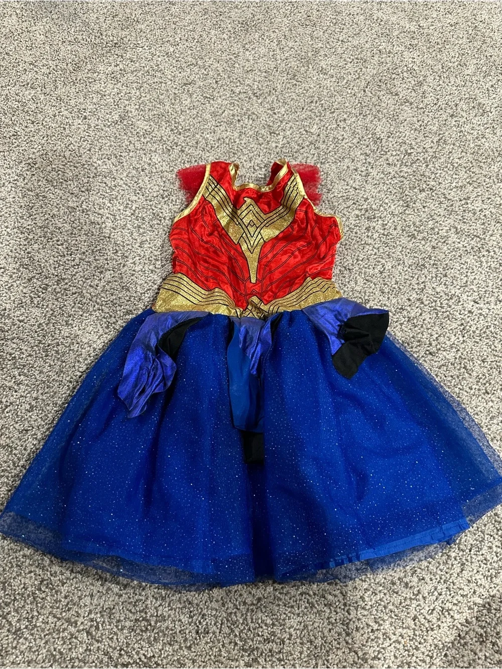 Girls Sparkle Superhero Costume Dress in Red & Blue
